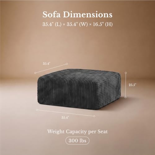 Maywish Single Modular Sofa Ottoman, Corduroy Boneless Couch - Image 2