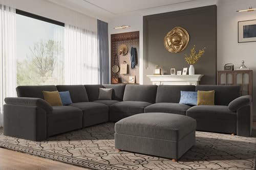 EASE MOOSE Oversized L Shape Sectional Deep Seat Modular Sofa, Dark Gray - Image 3