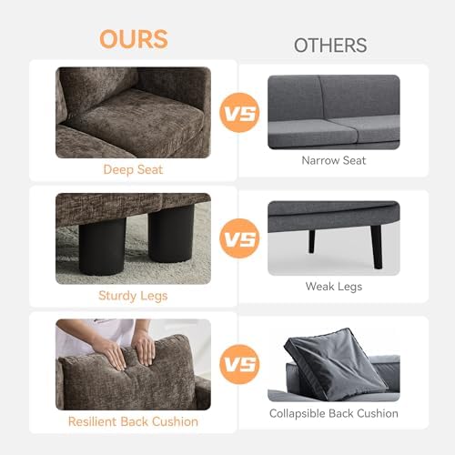 WUTUTUEE 58'' Modular Sectional Loveseat Sofa, Modern Love Seat 2 Seater Sofa - Image 5