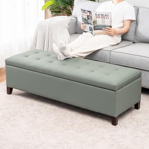 Ottoman with Storage 51 Inch Faux Leather Storage Bench - Image 6