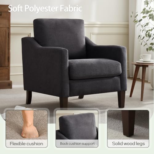 VKNOW Accent Chairs, Modern Upholstered Armchairs, Dark Grey - Image 3