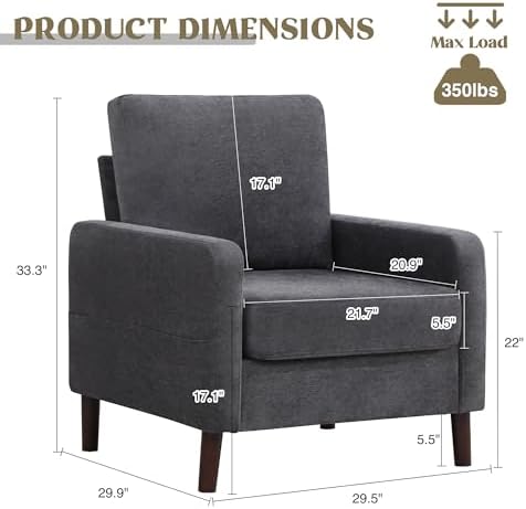 Accent Chair Set of 2, Upholstered Living Room Chairs - Image 2