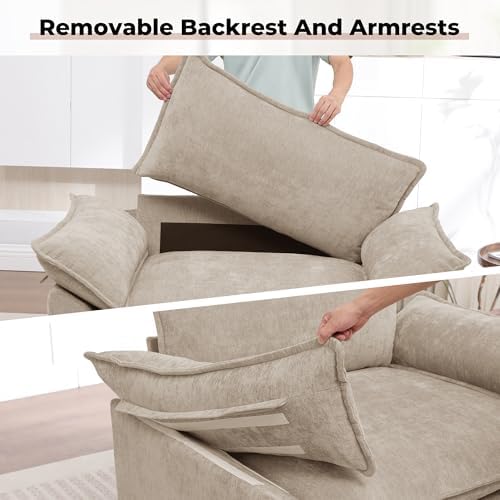 Oversized Accent Chairs Set of 2, Chenille Upholstered Armchair - Image 5