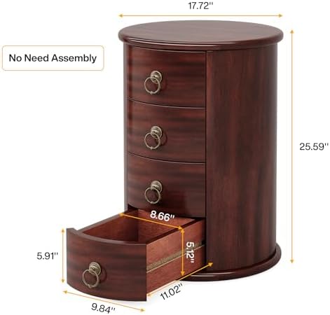 Tribesigns Solid Wood End Table Set of 2, Round Side Table - Image 3