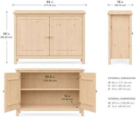 From the Tree Furniture 44" Wide Solid Pine Shaker Sideboard Buffet Cabinet — - Image 2