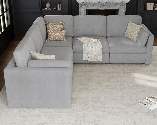 Oversized Modular Sectional Sofa V-Shaped Cloud Couches Gray - Image 4