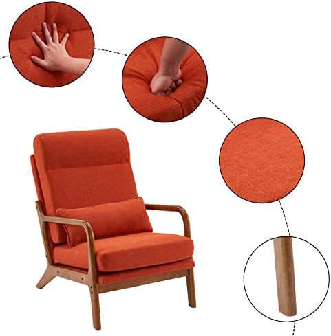 Karl home Accent Chair High Back Mid-Century Modern, Burnt Orange - Image 5