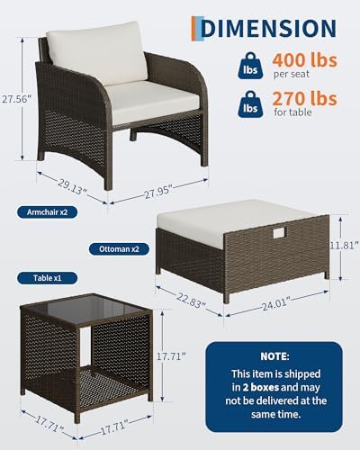 Garvee 5-Piece Outdoor Patio Conversation Set - Image 6