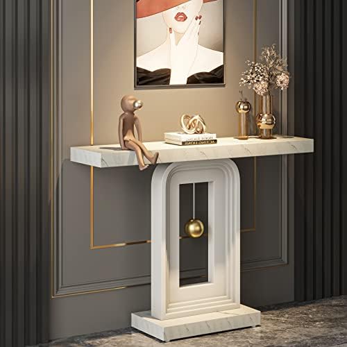 Tribesigns Modern Console Table, 40 Inches Faux Marble Sofa Table, Contemporary by Tribesigns