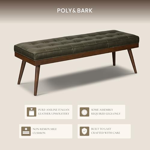 POLY & BARK 55" Tufted Leather Bed Bench - Image 5