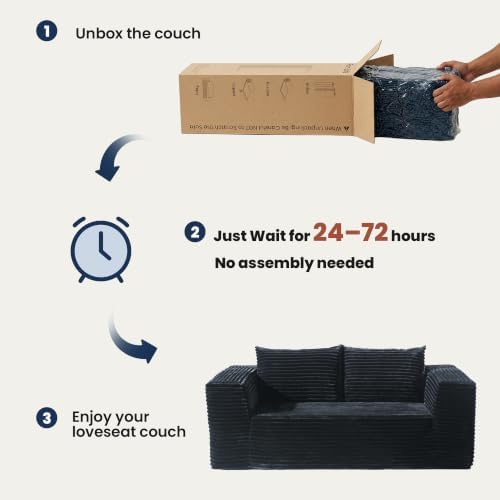 TeQsli Loveseat Boneless Sofa, Cloud Corduroy Deep Seat Couch, No Assembly - Image 3