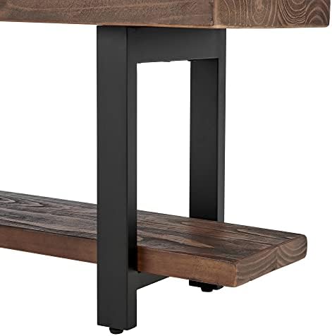 Pomona Solid Wood Entryway Bench and Coat Hook Set, Rustic Brown, 48 Inch - Image 6