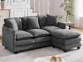 72'' Cloud 3 Seater Couch with Ottoman, L Shaped Sofa with 3 Throw Pillows by HOCAT