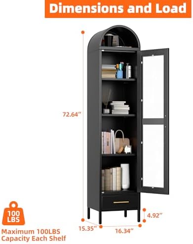 METAN 73" Narrow Metal Arched Cabinet - Image 3