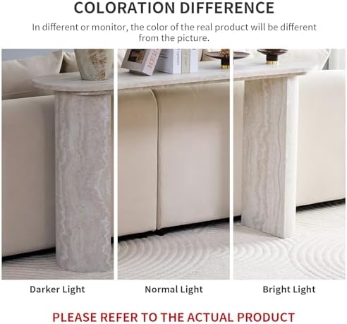 55" Faux Travertine Stone Console Table - Image 6