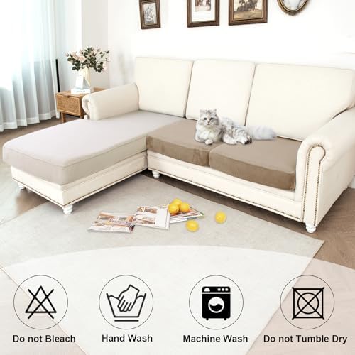 NAISI Waterproof Couch Cushion Covers Thick Velvet Fabric Washable Sofa - Image 6
