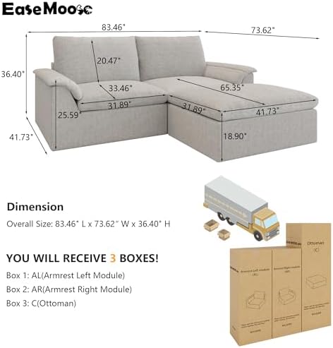 EASE MOOSE 83" Loveseat Sofa - Image 2