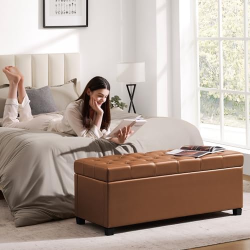 Living&Giving Leather Storage Ottoman Bench - Image 3