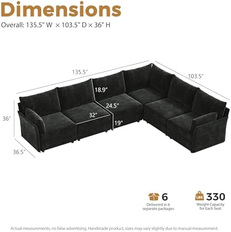 ABCASA 135.5" Oversized Modular Sectional Sofa, L Shaped Convertible Couch - Image 2