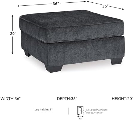Signature Design by Ashley Altari Oversized Square Ottoman, Slate Gray - Image 3
