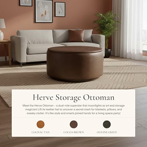 Poly & BARK Herve Storage Ottoman in Cocoa Brown Velvet - Image 3