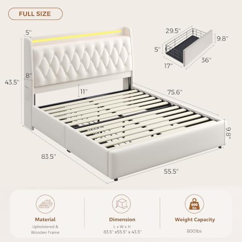 Jocoevol Full LED Velvet Bed Frame - Image 2