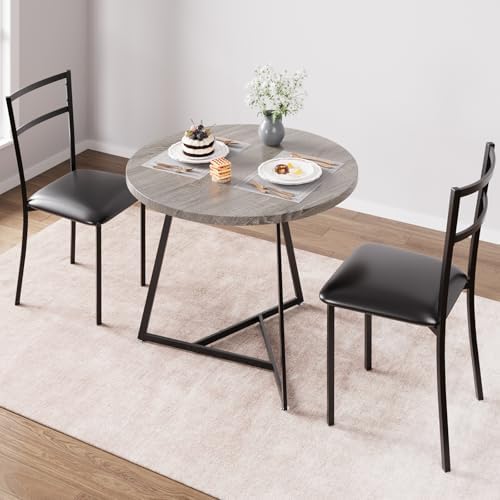 3-Piece Dining Table Set for 2, Small Round Dining Set - Image 2