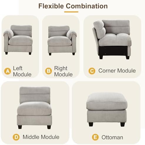 HAOMARKETS 135” Modular Sectional L Shaped Corner Sofa - Image 7