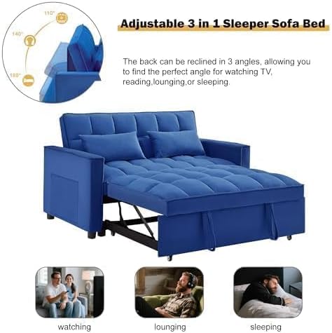 Sleeper Sofa Bed with Adjustable Backrest & Side Pockets - Image 6