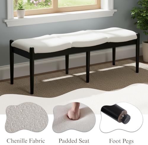 DUOMAY 55'' Modern Ottoman Bench, Chenille Upholstered - Image 3
