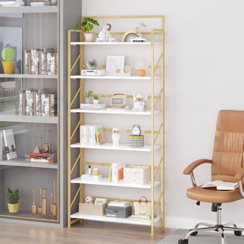 JSB 6 Tier No Assembly Folding Bookshelf, 30.3" Wide Foldable Storage Bookcase - Image 5