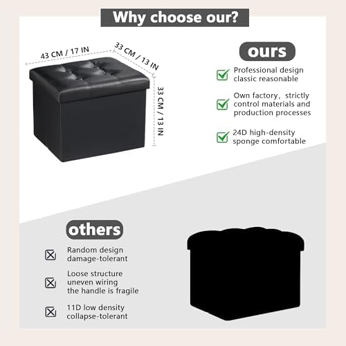 AmasSmile Ottoman with Storage, Folding Chest - Image 3