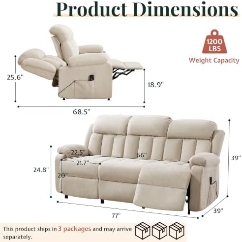 Jocisland 77" Power Reclining Sofa, Recliner Couch - Image 2
