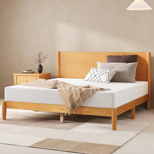 AMERLIFE Solid Wood Queen Bed Frame, Mid Century Bed - Image 3