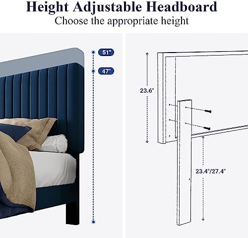 Allewie Full Bed Frame, Velvet Upholstered Platform Bed - Image 6
