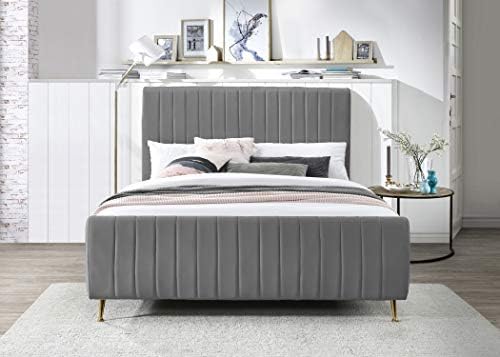 Meridian Furniture Zara Collection Modern | Contemporary Velvet Upholstered Bed - Image 5