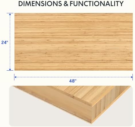 FLEXISPOT Bamboo Desktop 48" x 24" Rectangular Tabletop - Image 3