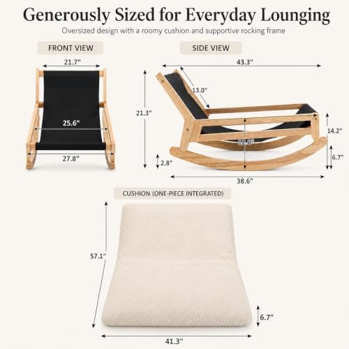 Oversized Chaise Lounge Chair, Plush Deep Seat, Rocking Base - Image 2
