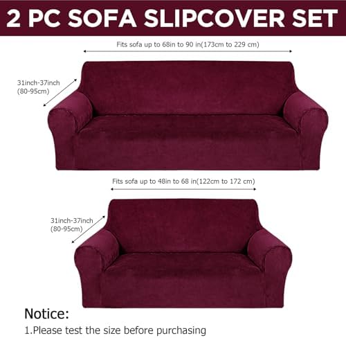 Peryiter 2 Pcs Couch and Loveseat Sofa Covers - Image 2
