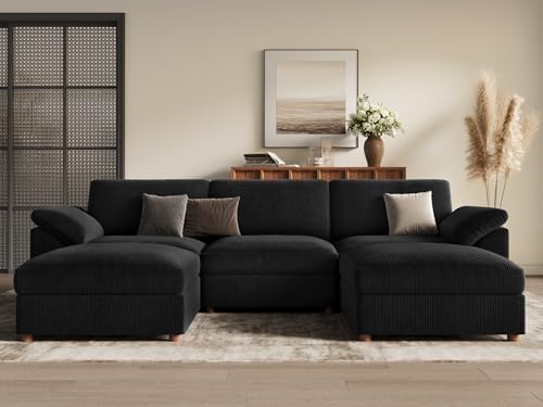 EASE MOOSE Black Oversized Modular Sectional Sofa, U Shape Sectional Couch - Image 3