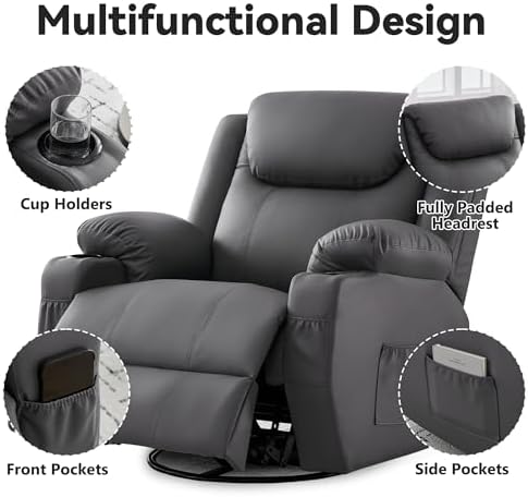 Korser Oversized Recliner Chair, 360° Swivel Recliner - Image 6