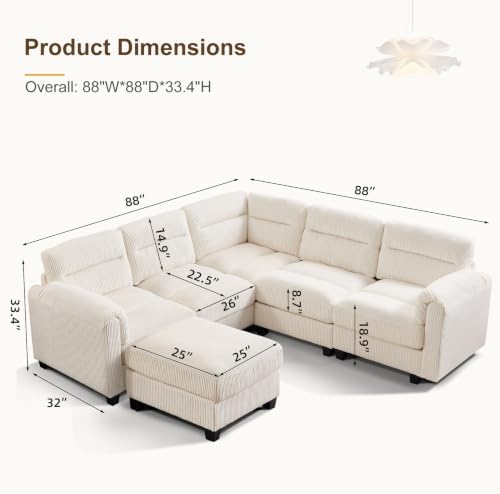 HAOMARKETS 90" Modular Sectional Sofa Couch - Image 2