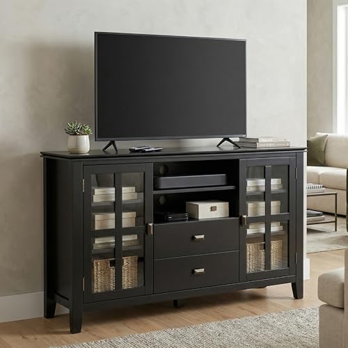 SIMPLIHOME Artisan 53" Wide Solid Wood TV Stand in Black - Image 2