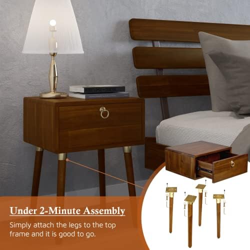 Bme Caden Solid Wood Nightstand/Side Table/End Table, Fully Assembled, - Image 6