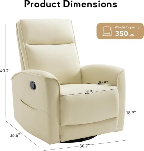 HAOMARKETS Swivel Rocker Recliner Chair Set of 2, Manual Faux Leather Glider - Image 2