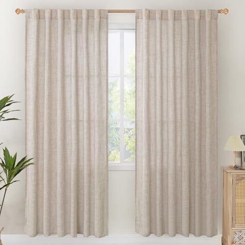 YoungsTex Linen Semi Sheer Curtains 78 Inch Length by YoungsTex
