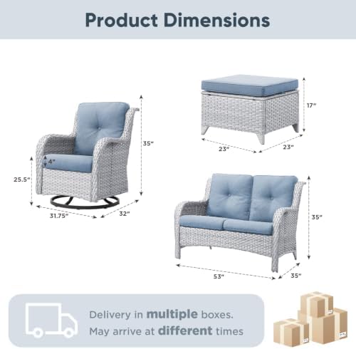 Belord 5 Piece Wicker Patio Furniture Set, Outdoor Swivel Rocker Chairs Set of 2 - Image 2