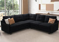 HONBAY Convertible Sectional Sofa L Shaped Couch, Velvet Black by HONBAY