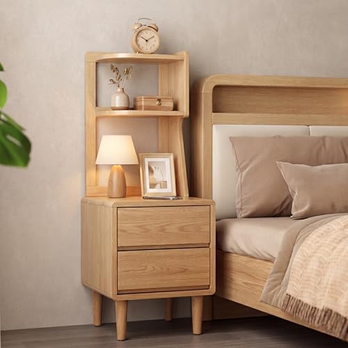 Solid Wood Bookshelf Nightstand Combo, Tall Nightstand - Image 7