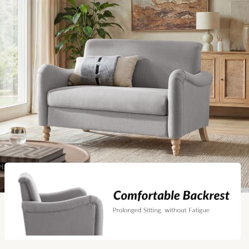 HULALA HOME 50.5" Farmhouse Loveseat Sofa, 2 Seater Sofa, Solid Grey - Image 6
